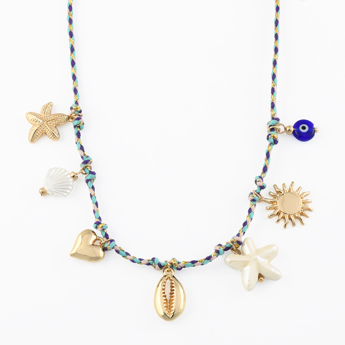 Collier cordon à charms coquillage
