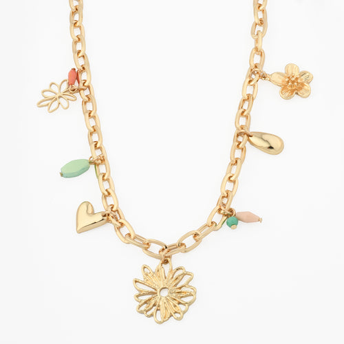 COLLIER CHAÎNE À CHARMS FLEURS