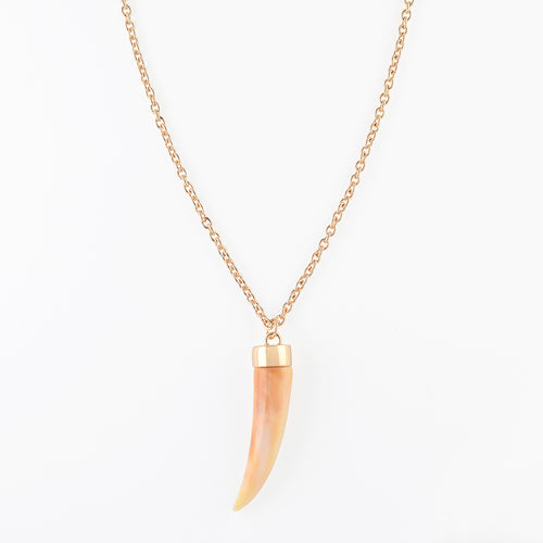 COLLIER LONG PENDENTIF CORNE IVOIRE