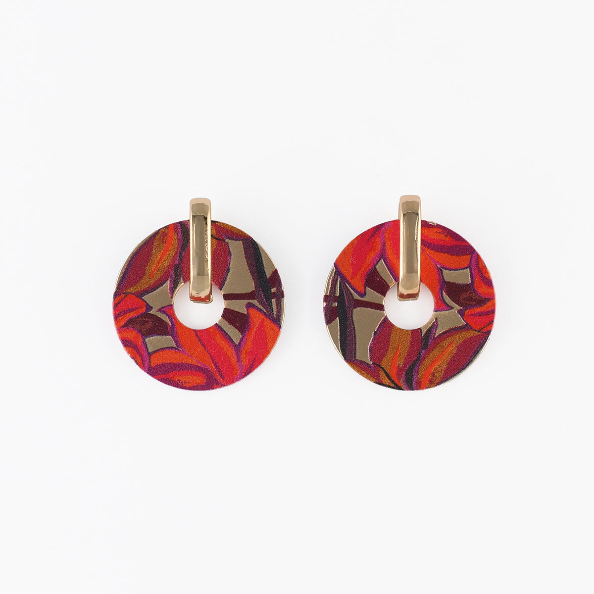 Boucles d'oreilles rondes Balagane imprimé feuilles