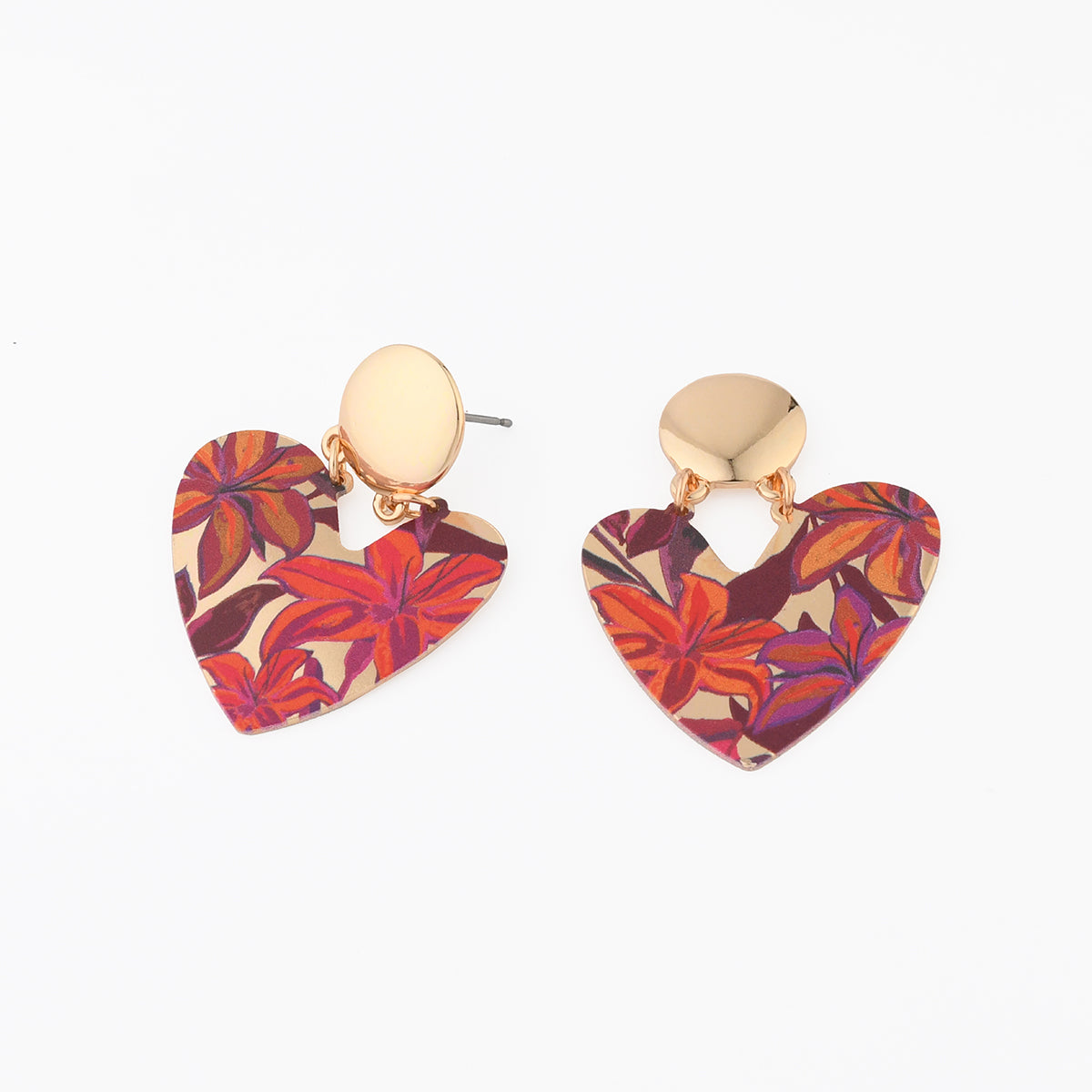 Boucles d'oreilles cœurs Balagane imprimé feuillage