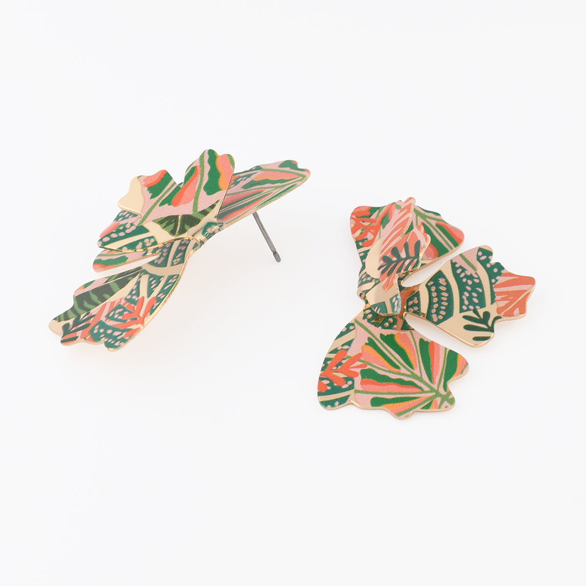 Boucles d'oreilles demi feuilles Balagane imprimé jungle