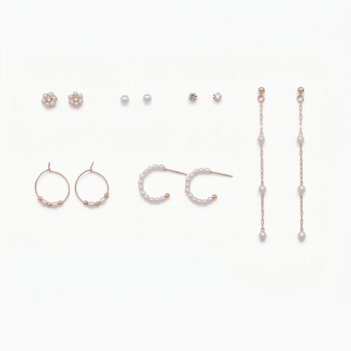 Set 6 paires de boucles d'oreilles à perles