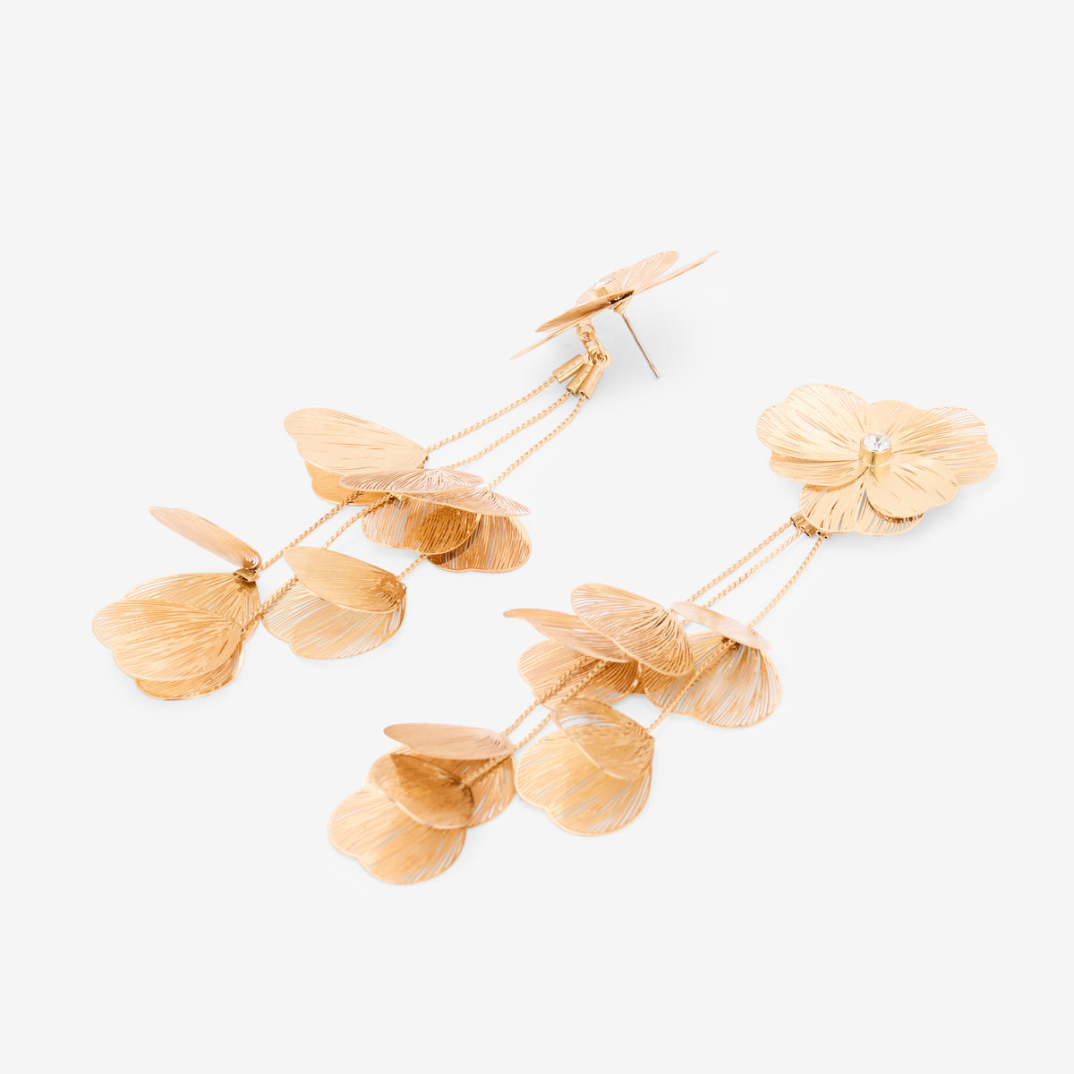 Boucles d'oreilles cascade fleurs en filigrane