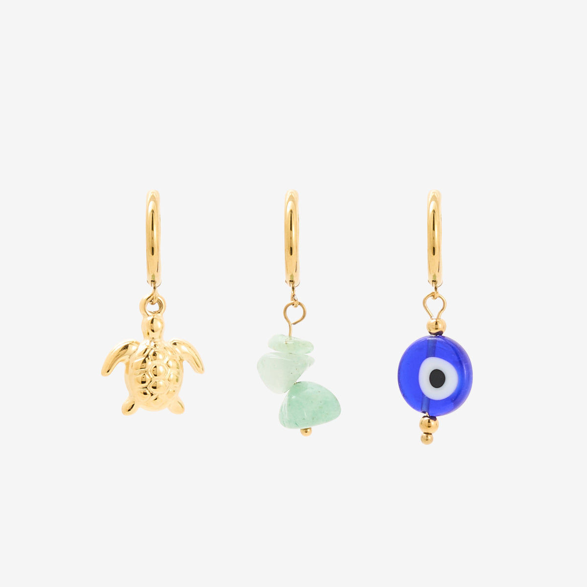 Set x3 charms maillot de bain acier inoxydable : tortue, oeil