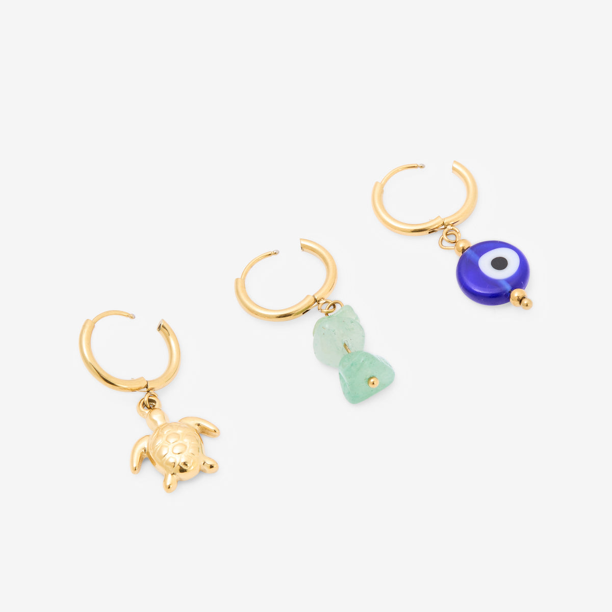 Set x3 charms maillot de bain acier inoxydable : tortue, oeil