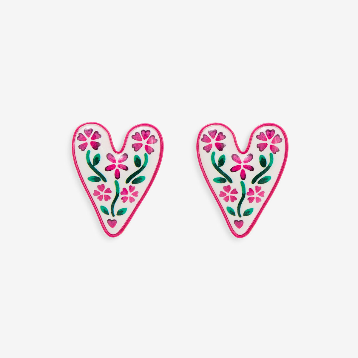 Boucles d'oreilles cœur effet porcelaine