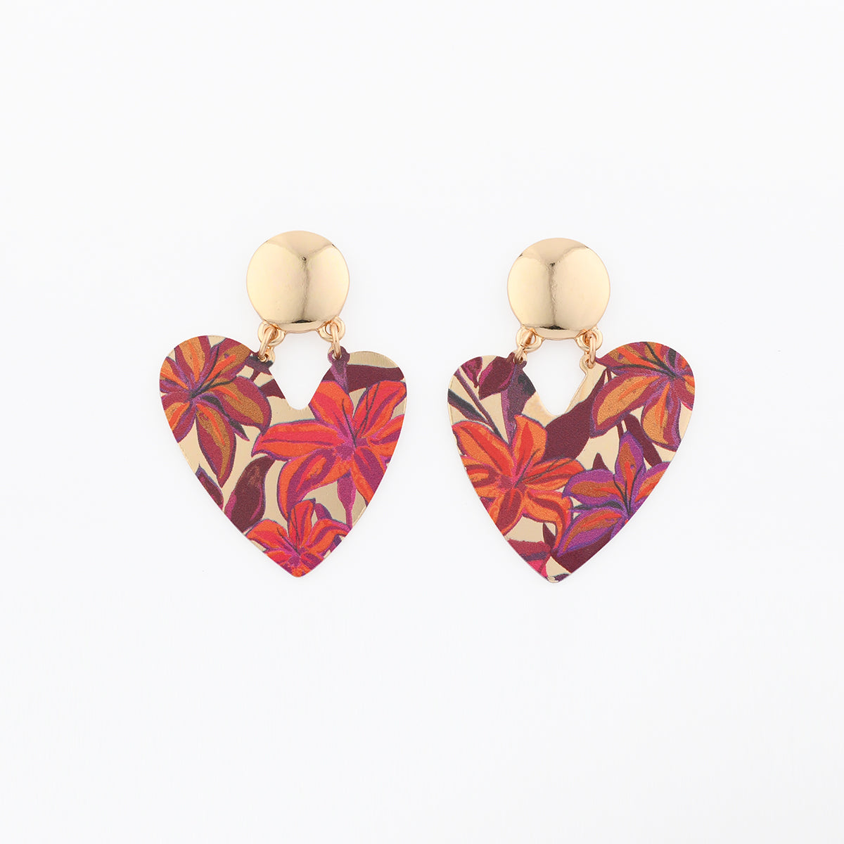 Boucles d'oreilles cœurs Balagane imprimé feuillage