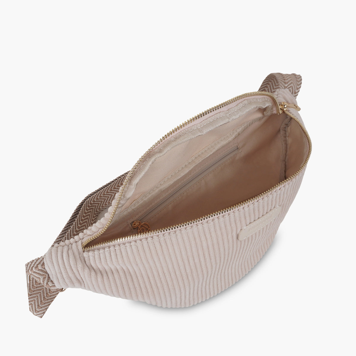 Sac banane effet côtelé écru