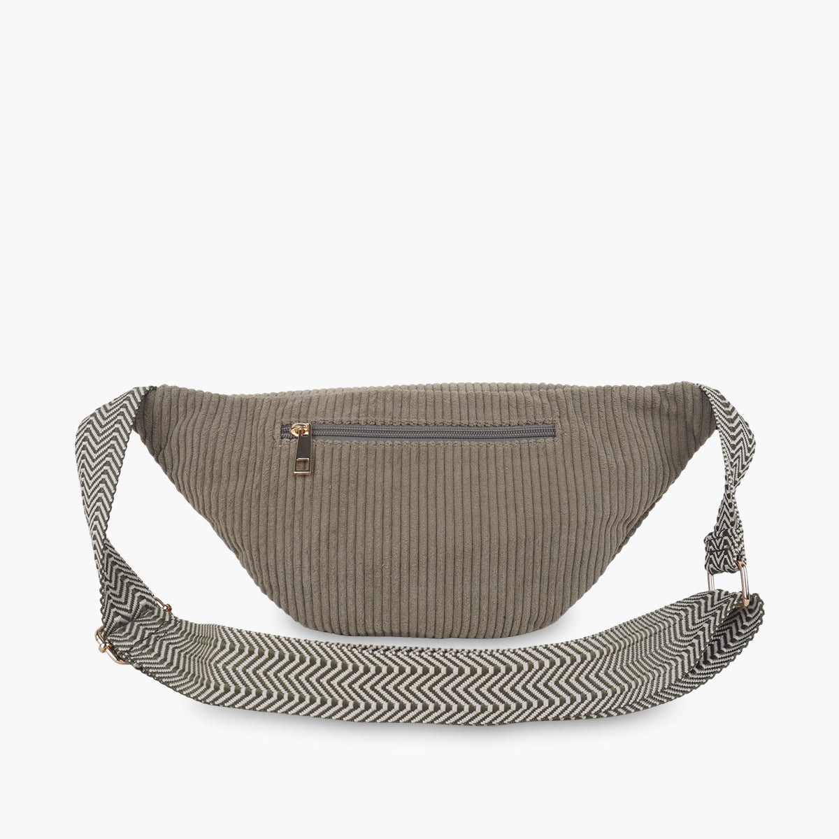 Sac banane effet côtelé kaki