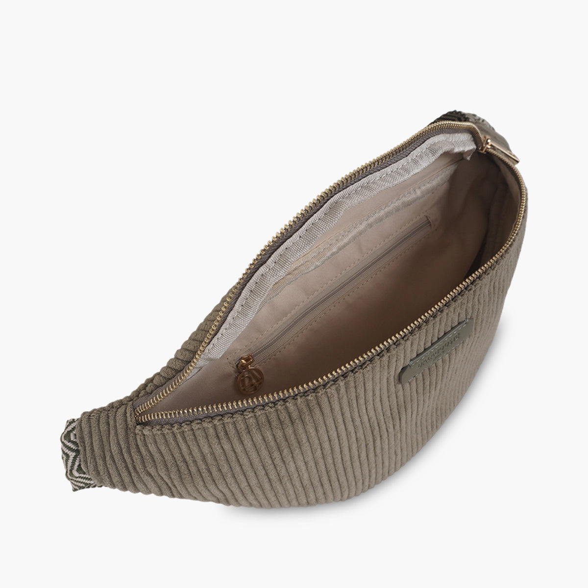 Sac banane effet côtelé kaki