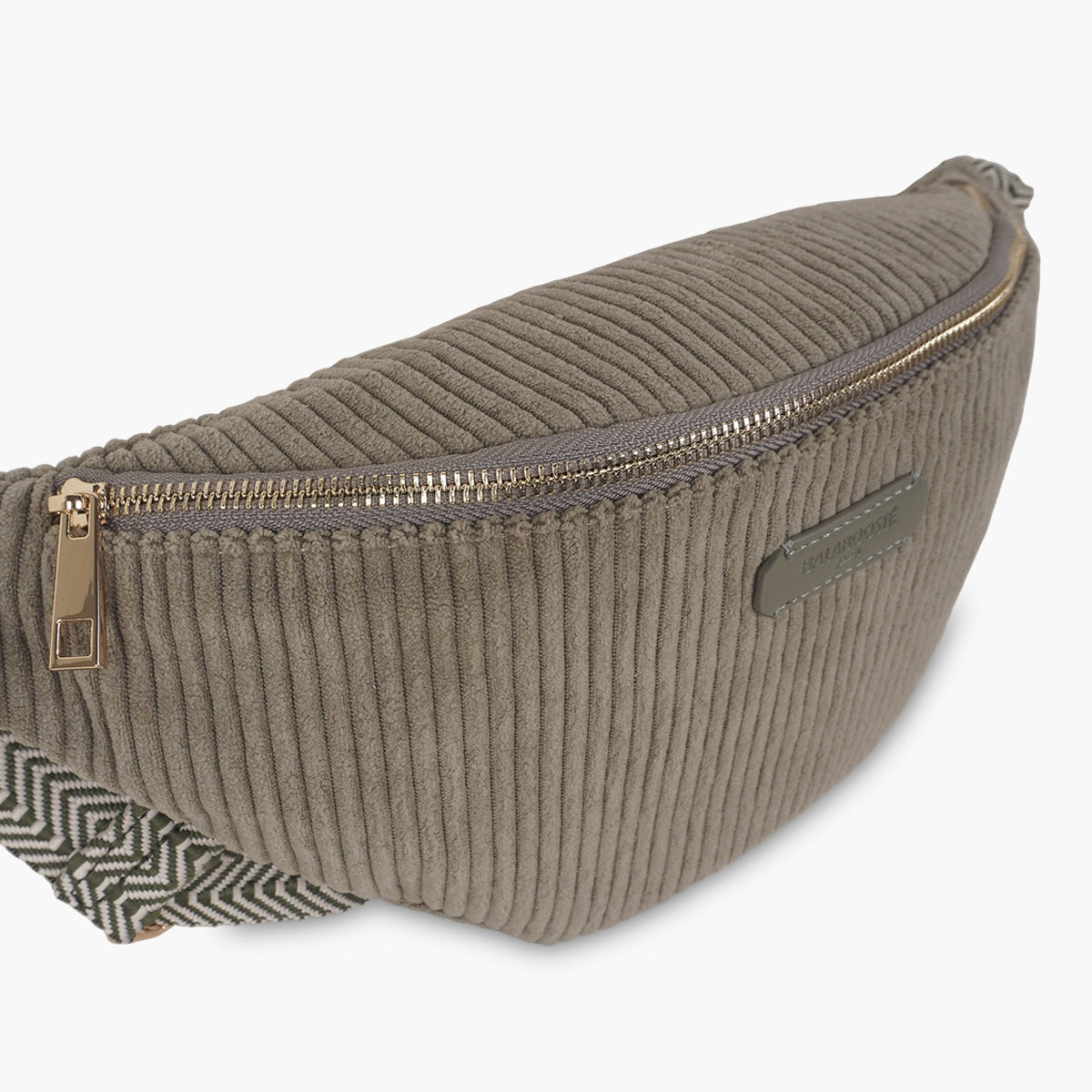 Sac banane effet côtelé kaki