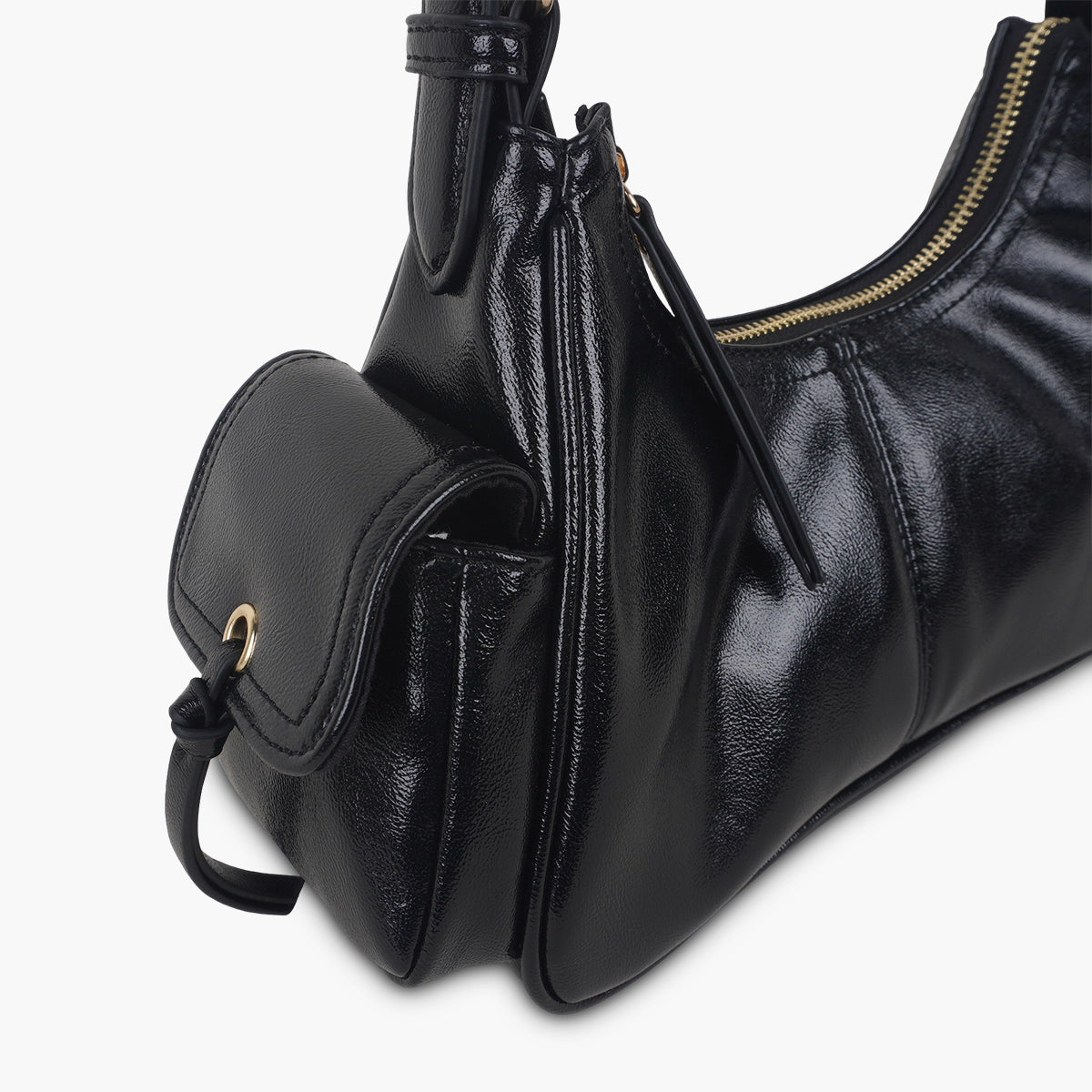Sac porté épaule noir à poches