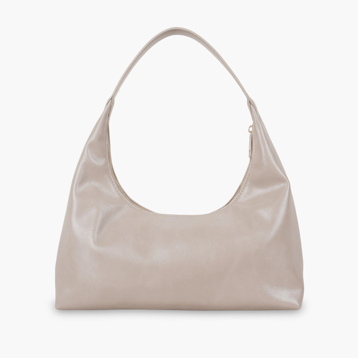Sac hobo beige en simili cuir brillant