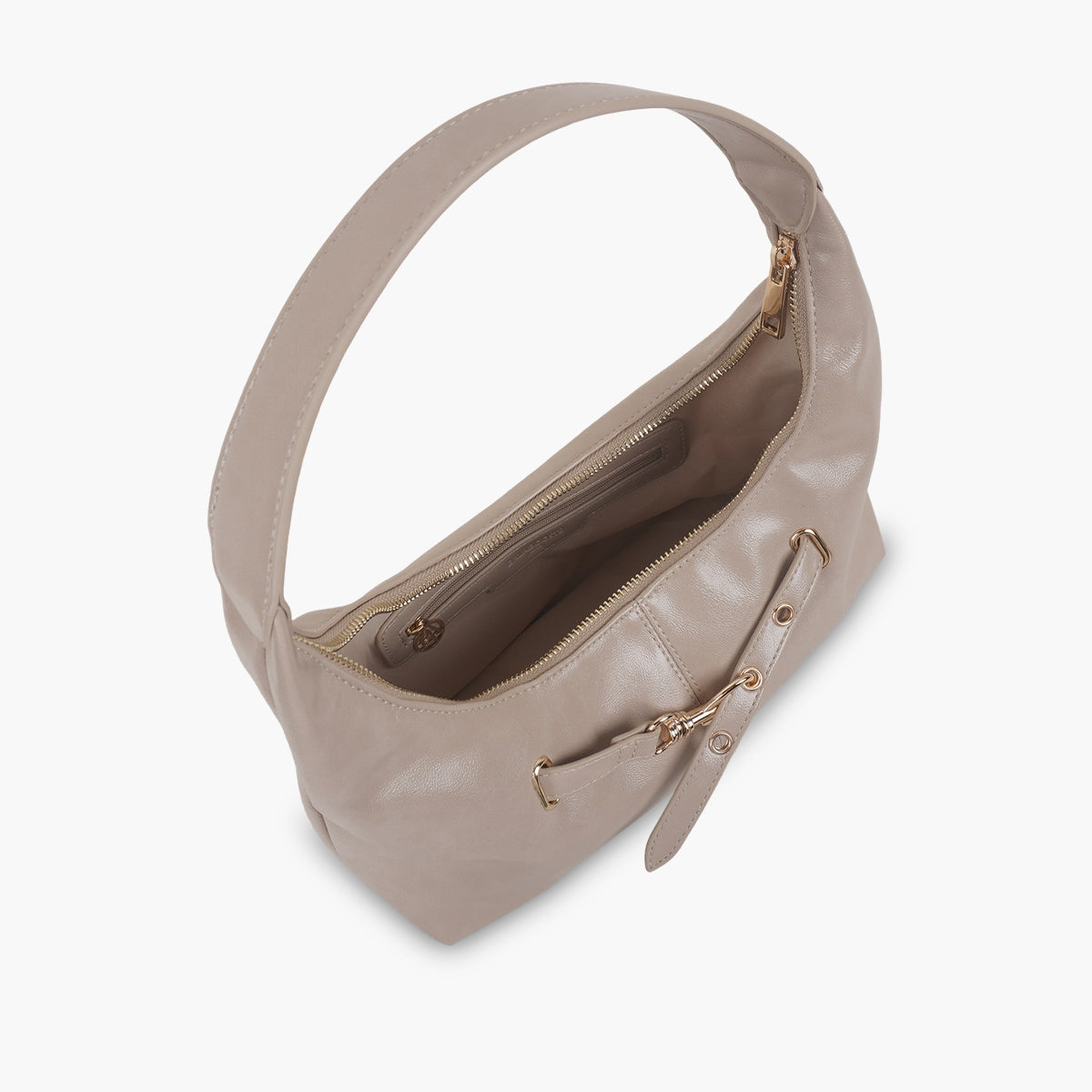 Sac hobo effet brillant beige