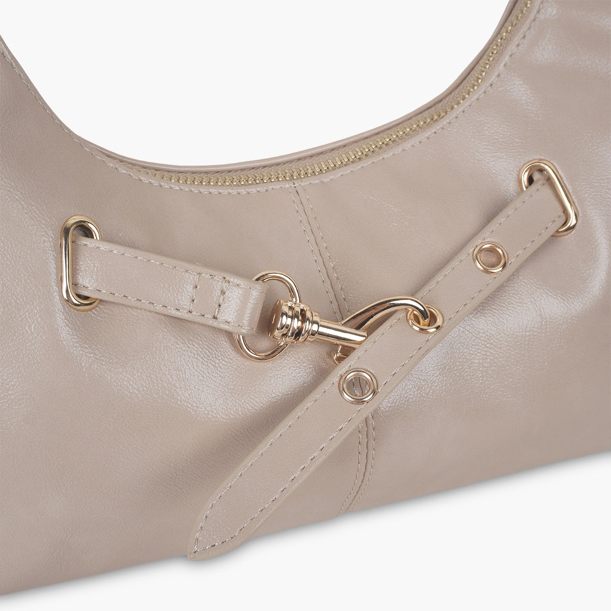 Sac hobo effet brillant beige
