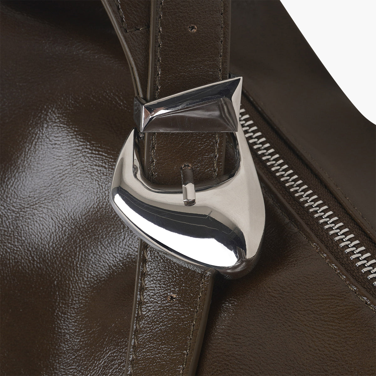 Sac hobo kaki en simili cuir