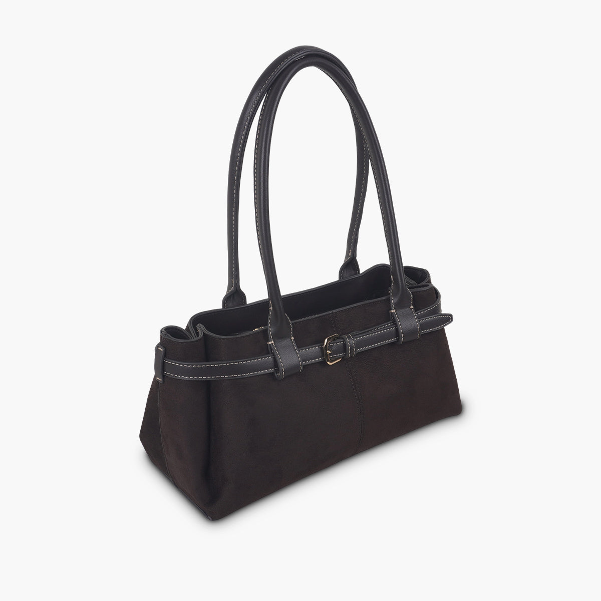 Sac porté épaule bimatière marron