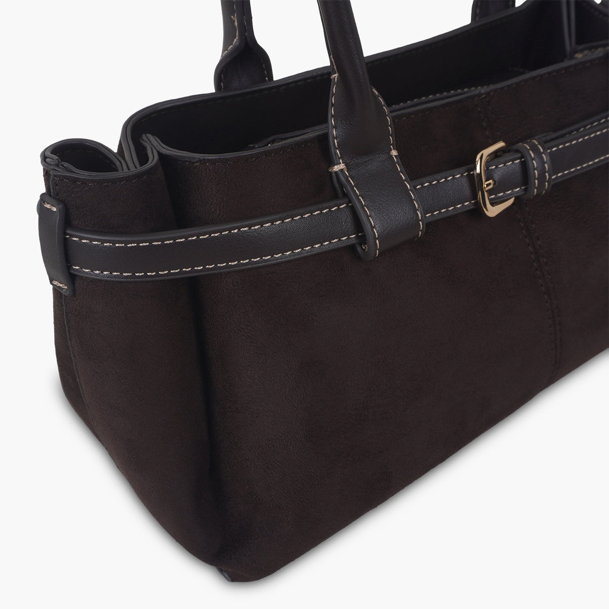 Sac porté épaule bimatière marron