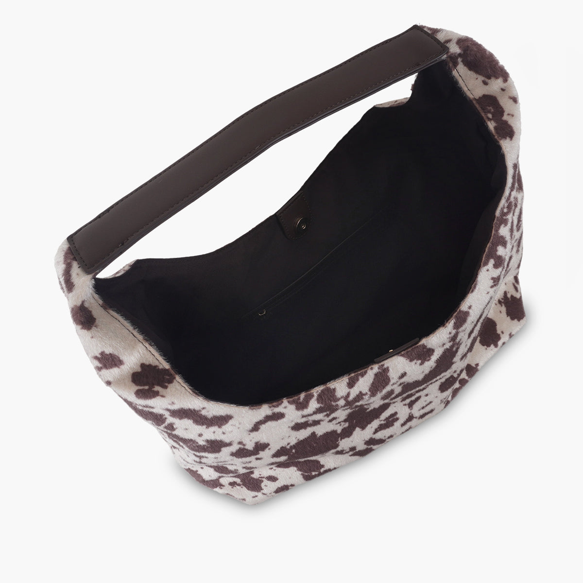 Sac hobo porté épaule texturé motif vache