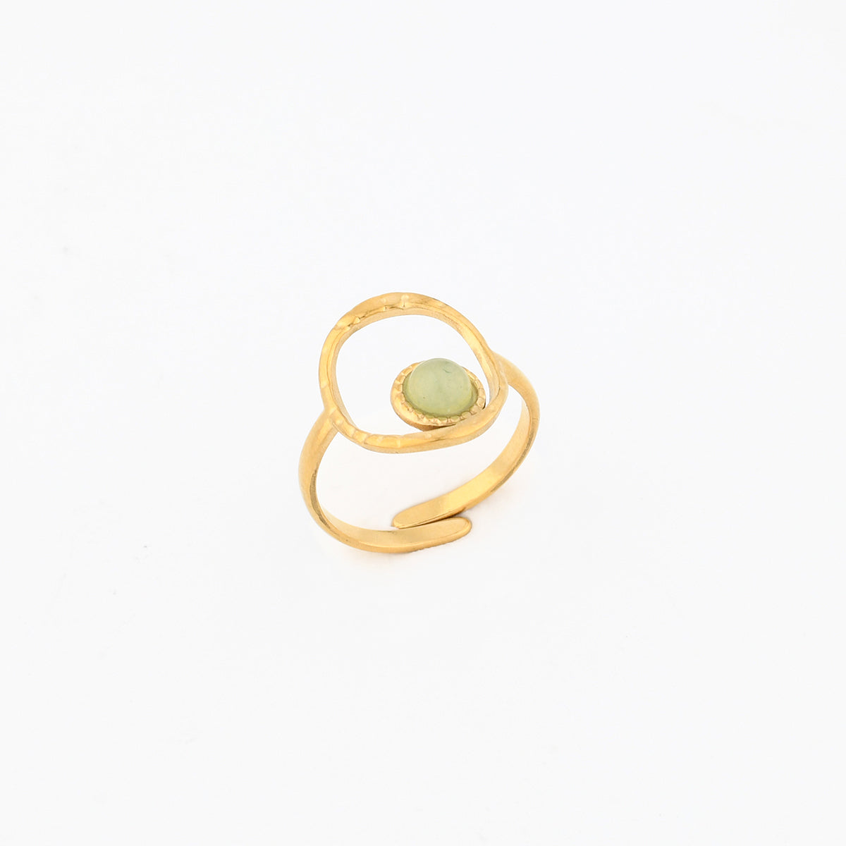 Bague ajustable en acier inoxydable avec pierre d'Aventurine