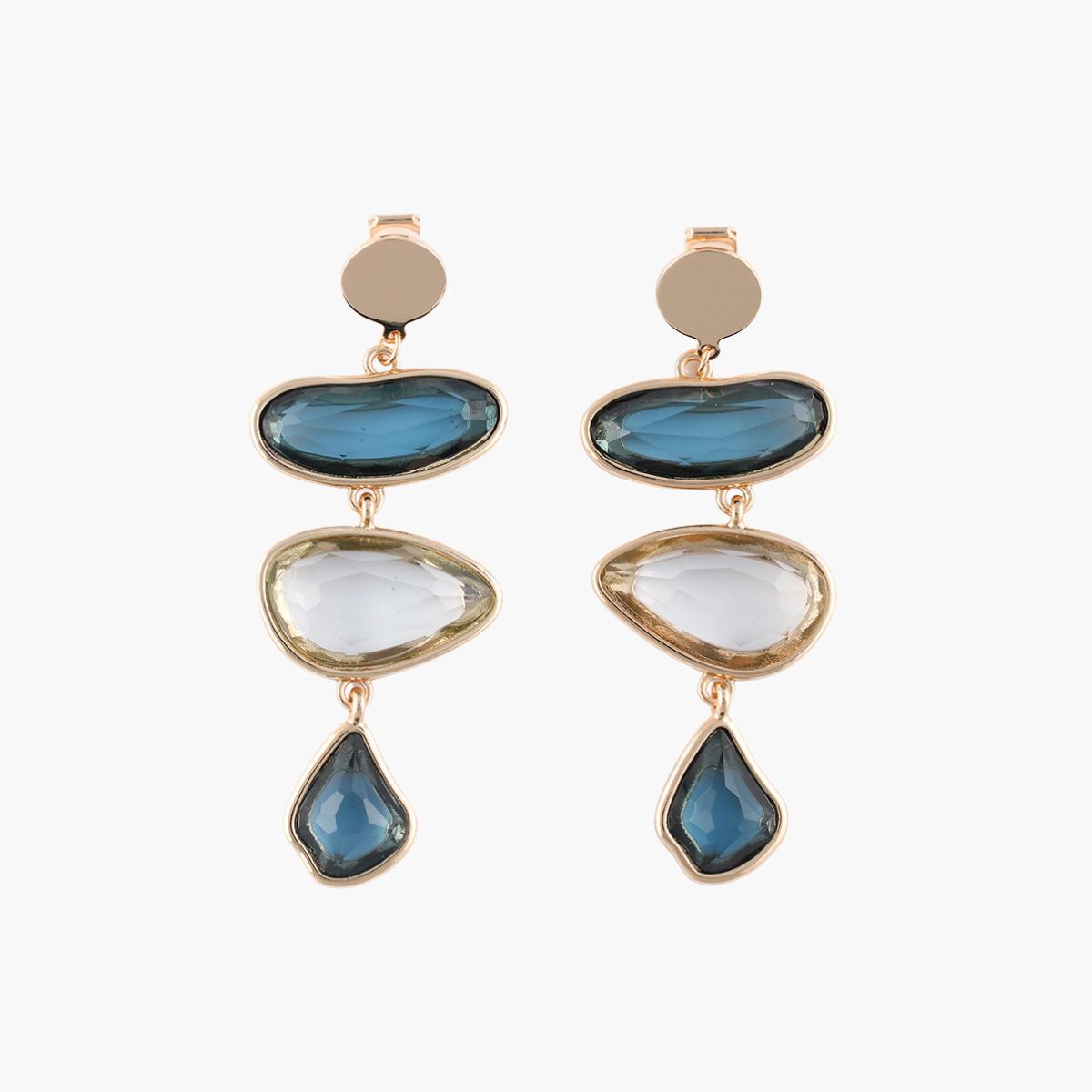 Boucles d'oreilles clips - facettes vertes