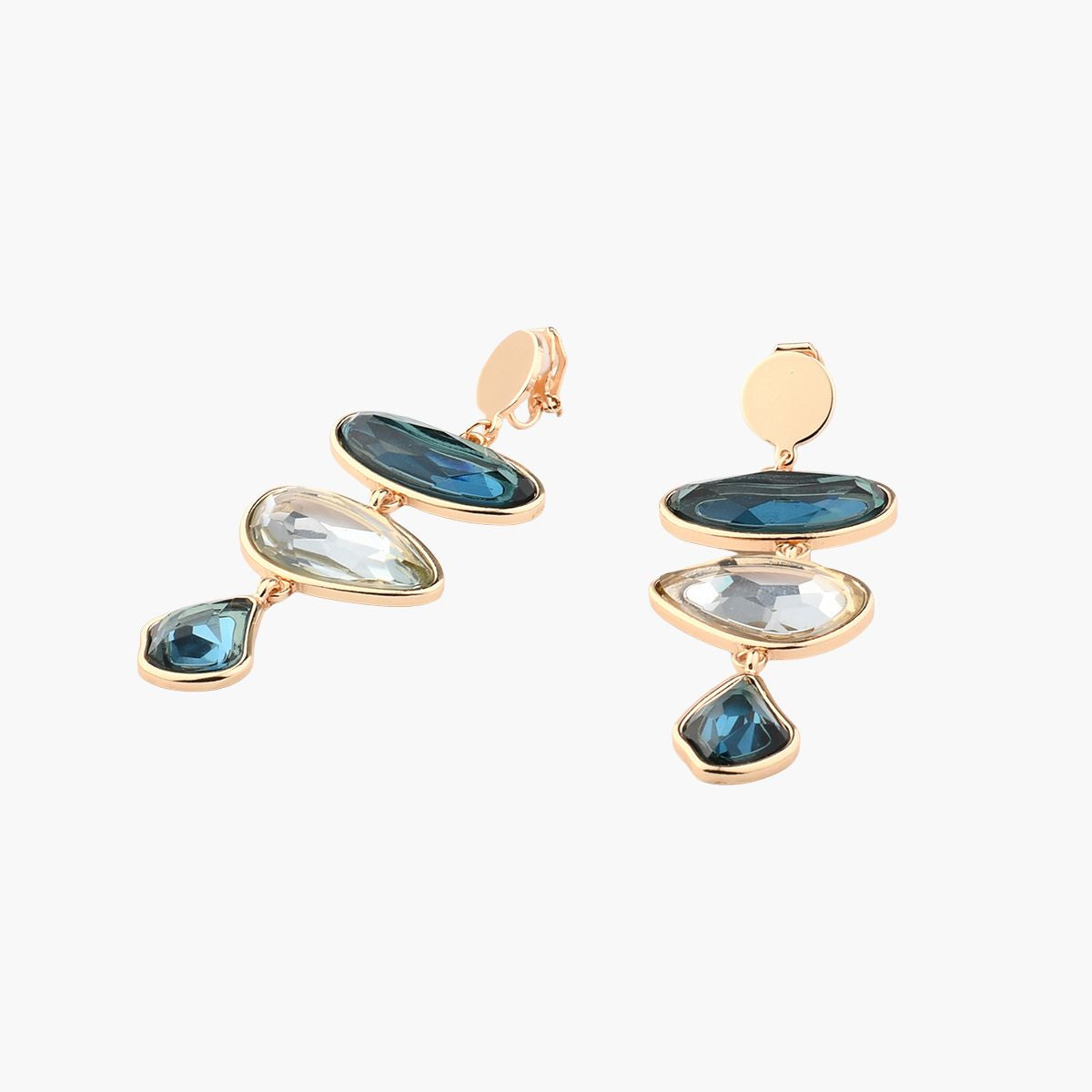 Boucles d'oreilles clips - facettes vertes