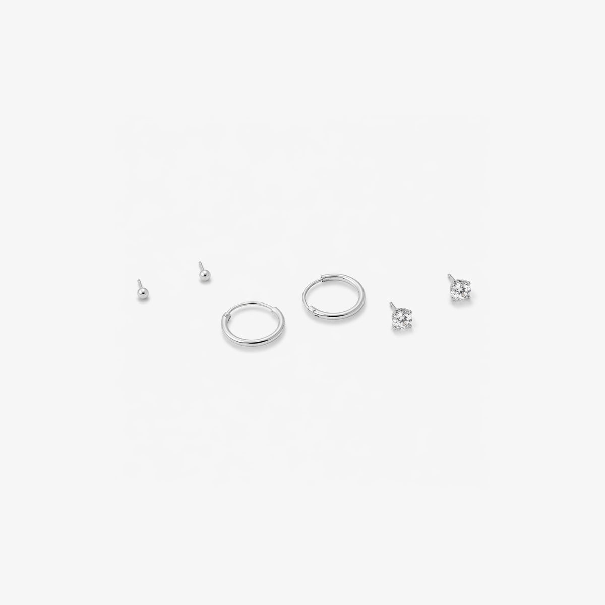 Set 3 paires de petites boucles d'oreilles Argent Garanti 925