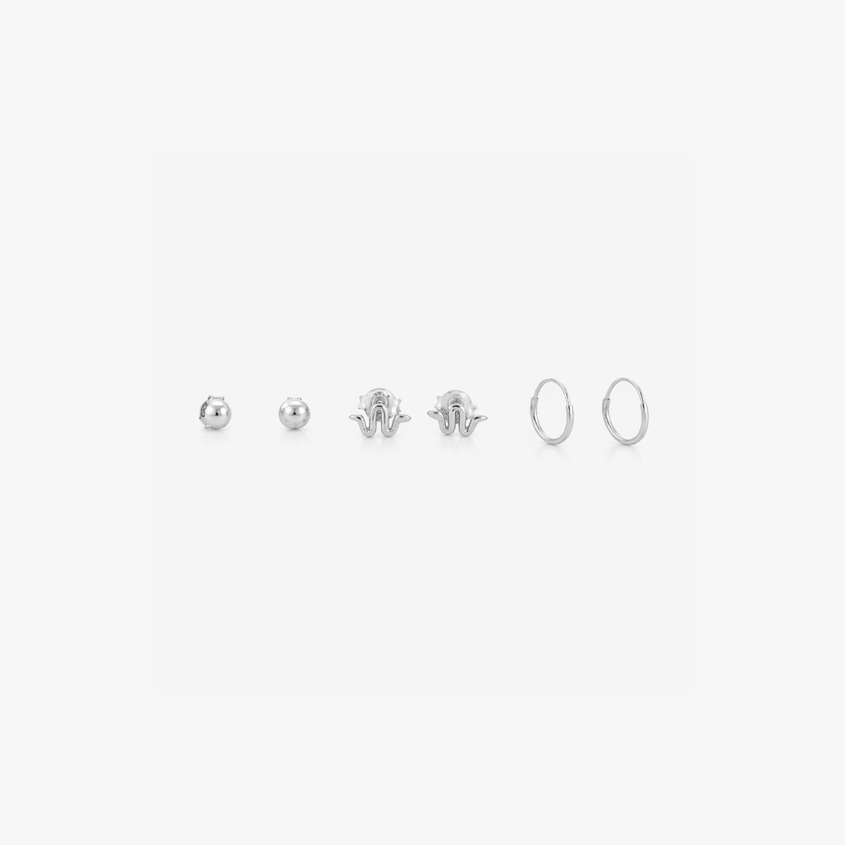 Set x3 boucles d'oreilles puces et créoles - argent 925