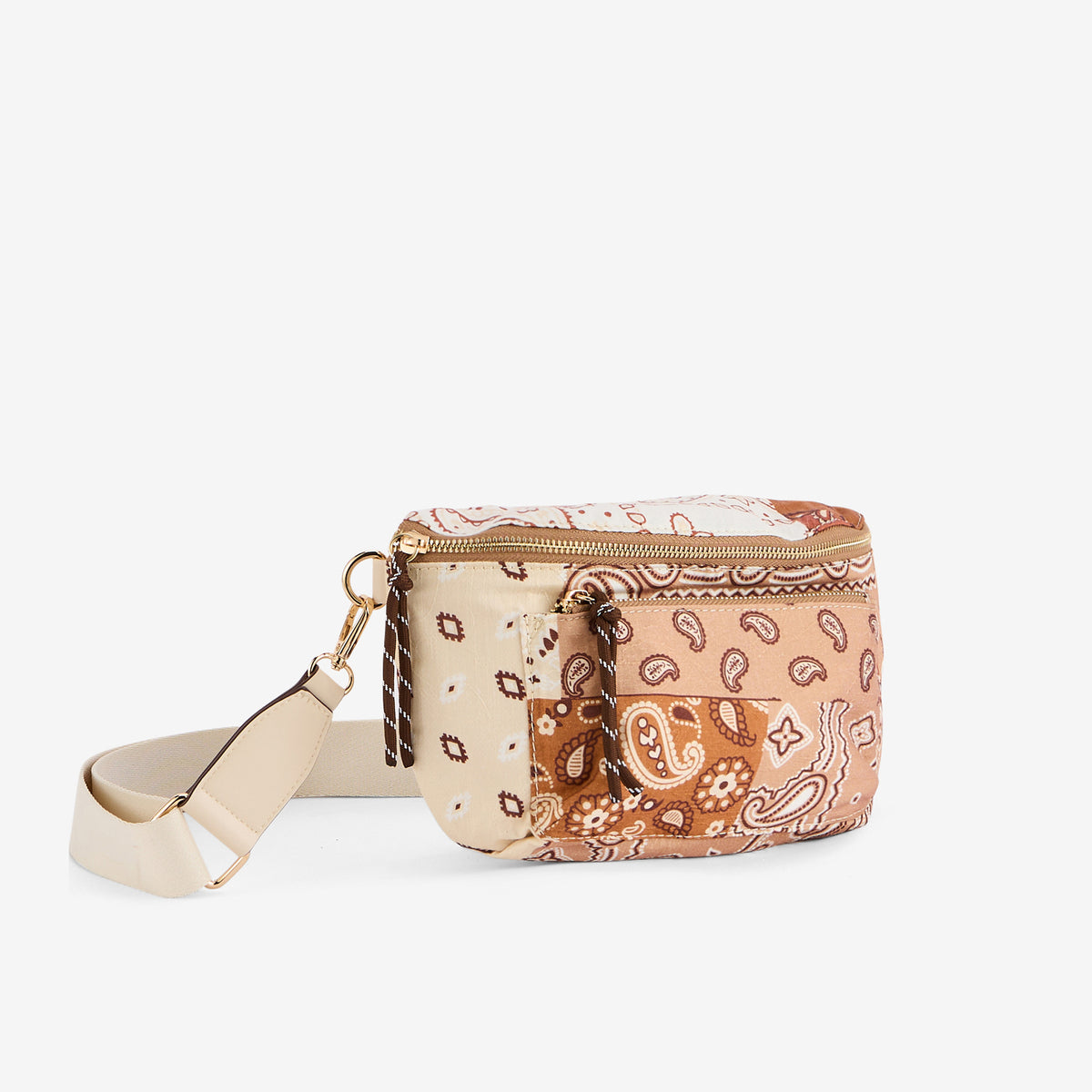 Sac banane patchwork à motif bandana et paisley