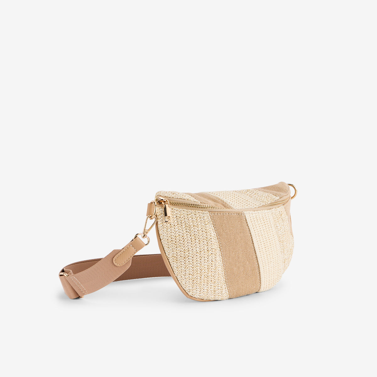 Sac banane patchwork beige