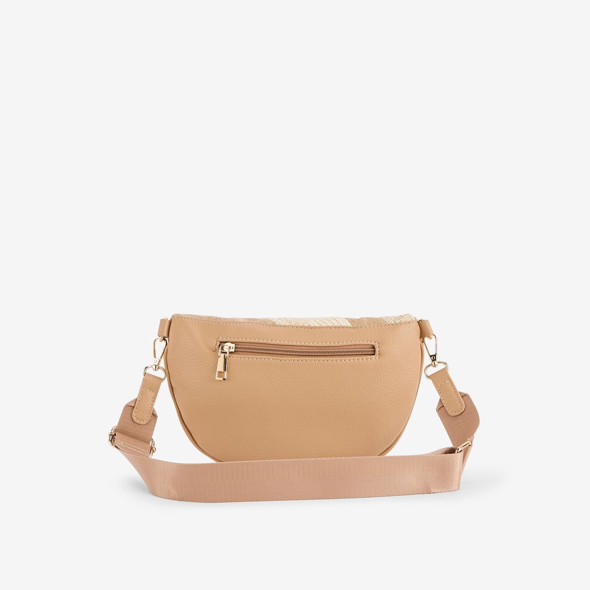 Sac banane patchwork beige
