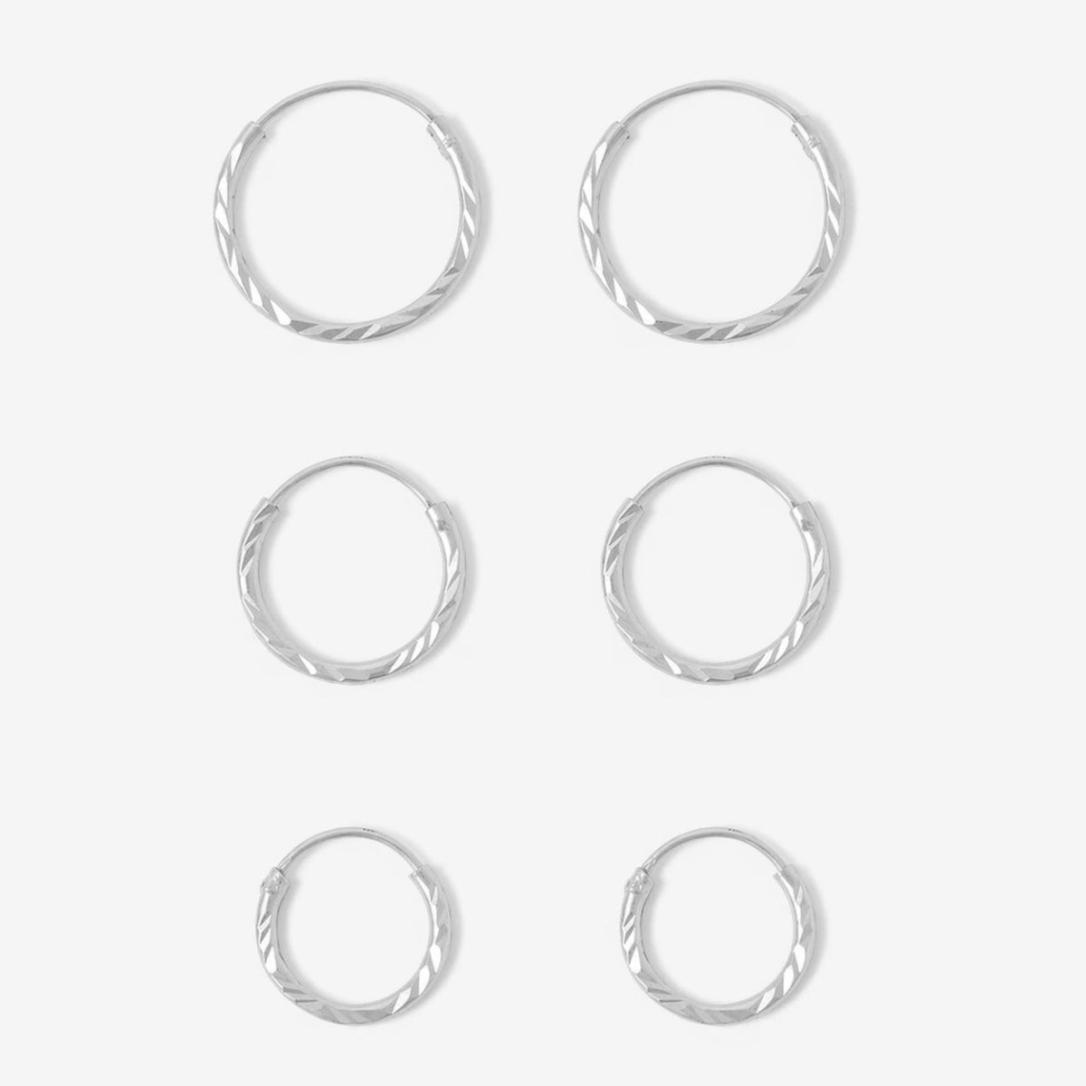 Set x3 créoles ciselées argentés - argent garanti 925