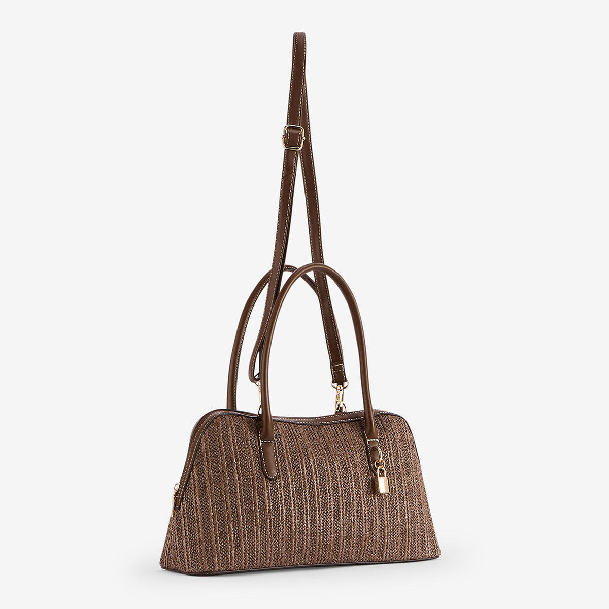 Sac bowling effet paille marron