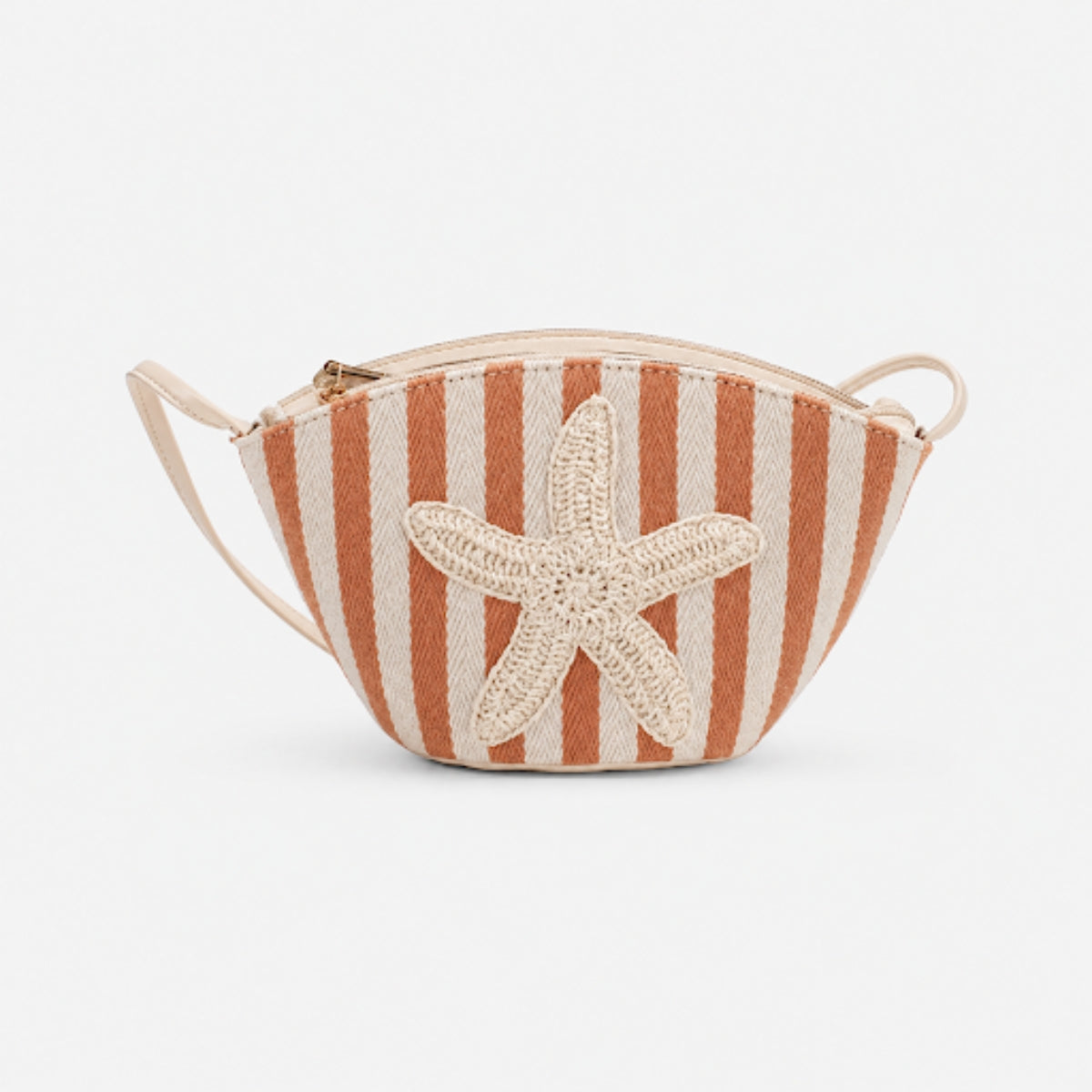 Petit panier étoile de mer à rayures corail et blanc