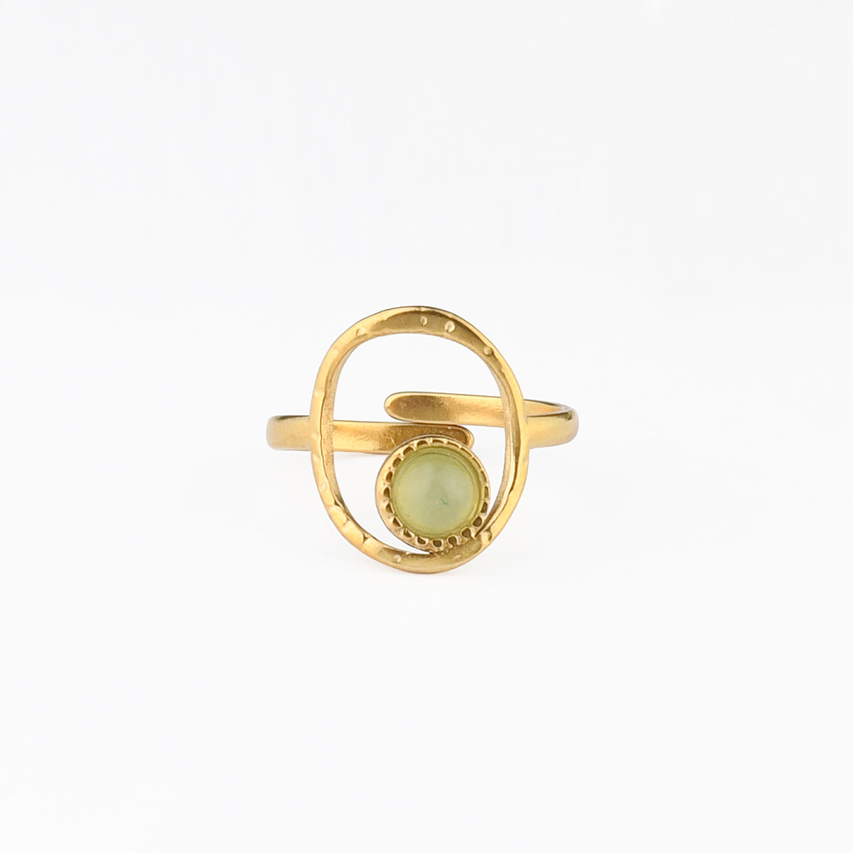 Bague ajustable en acier inoxydable avec pierre d'Aventurine