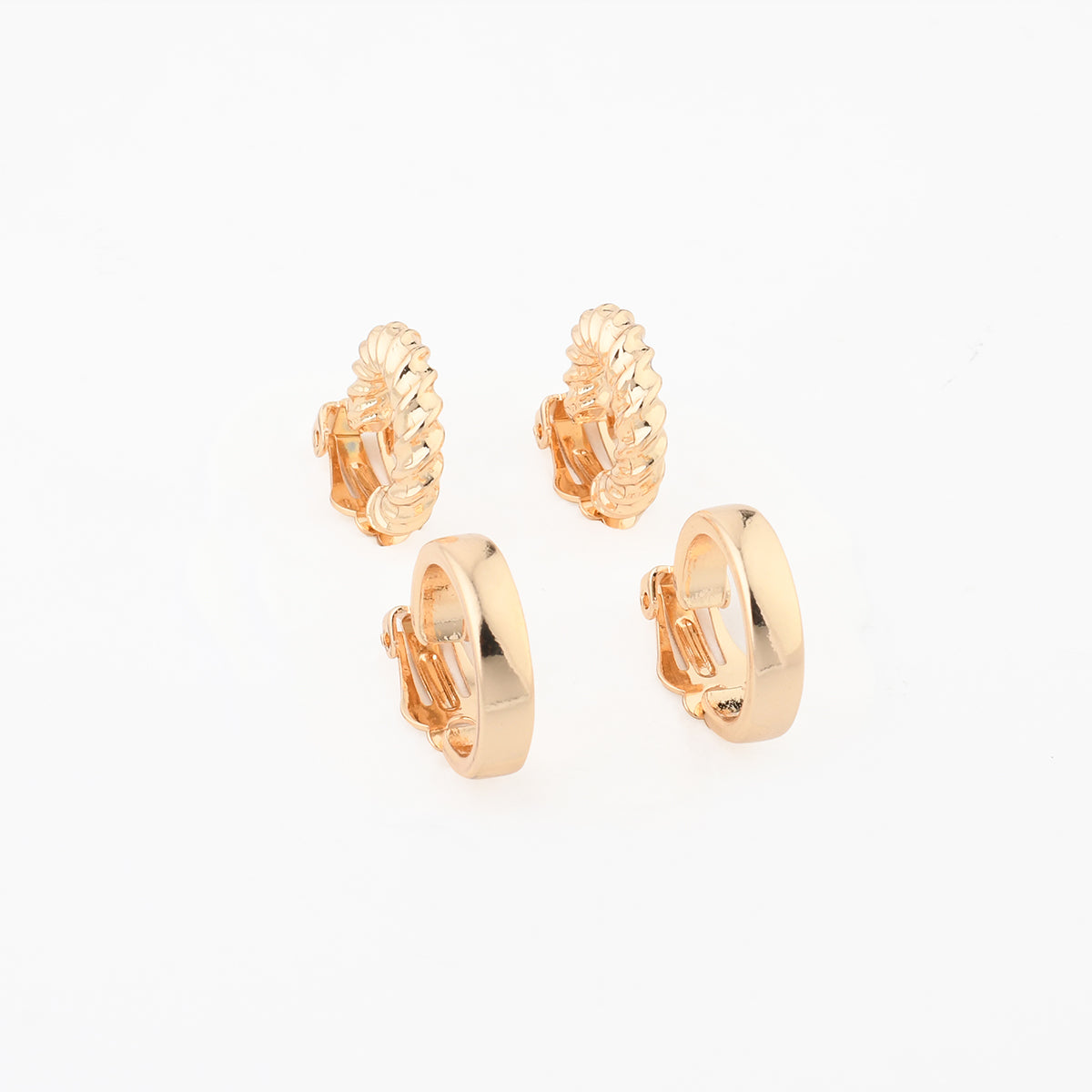 Boucles d'oreilles clips - set x2 créoles dorées