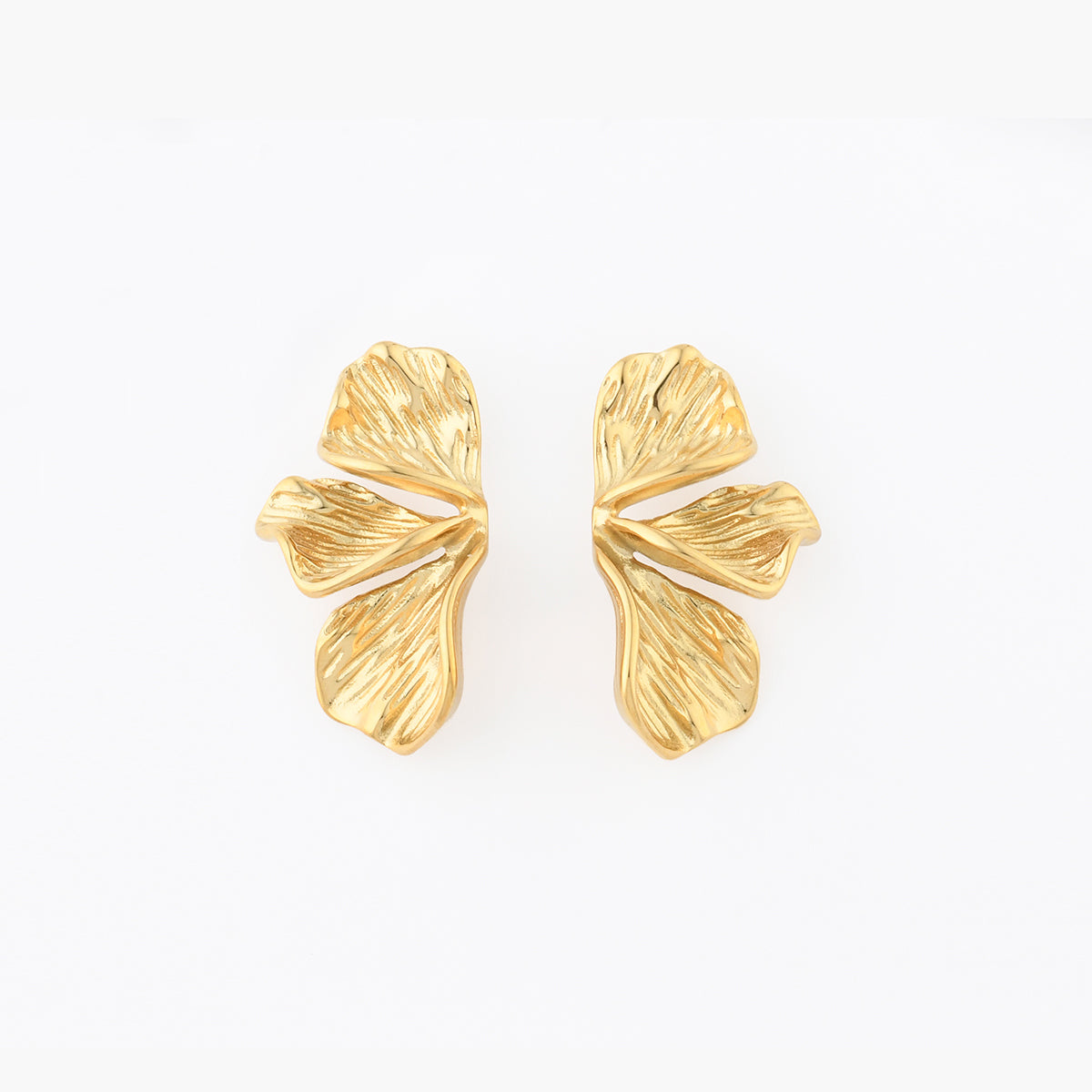 Boucles d'oreilles demi-feuilles acier inoxydable