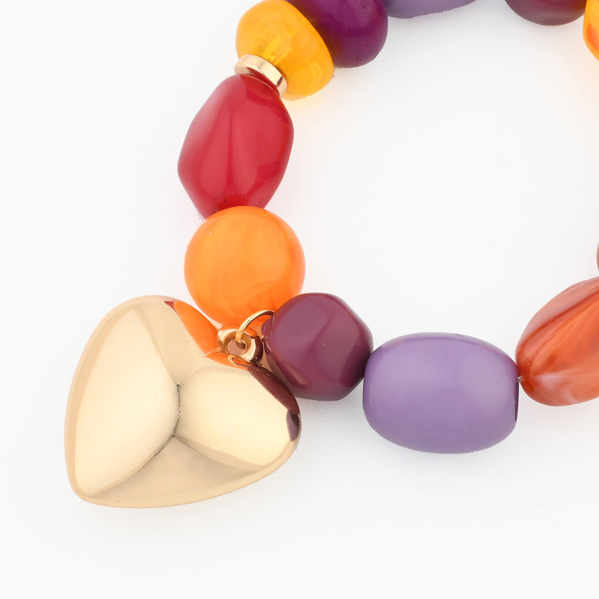 Bracelet perles multicolores pendentif cœur