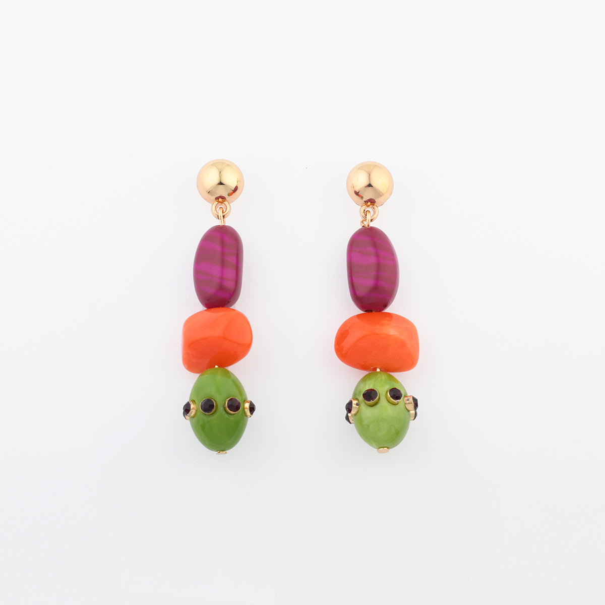 Boucles d’oreilles perles fantaisie multicolore