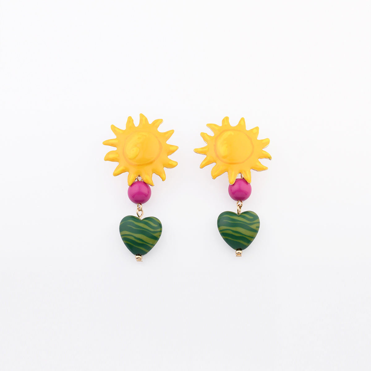 Boucles d’oreilles soleil pendentif cœur