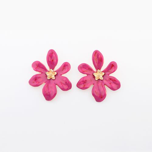 BOUCLES D’OREILLES FLEURS FUCHSIA