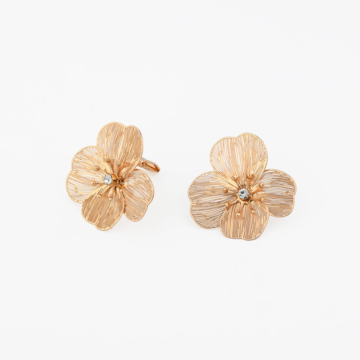 Boucles d’oreilles clips - fleurs en filigrane dorées