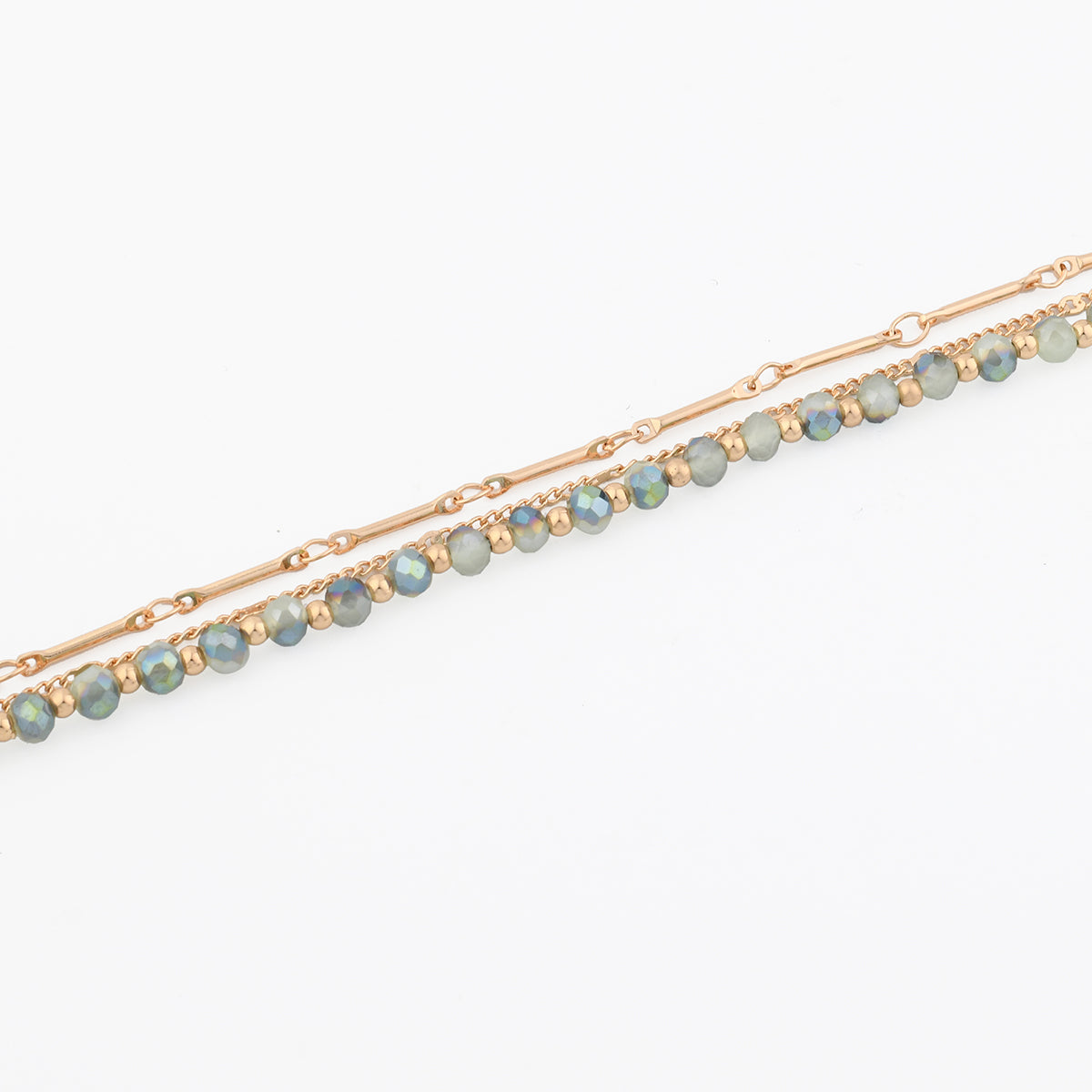 Bracelet multi rangs avec perles à facettes vertes