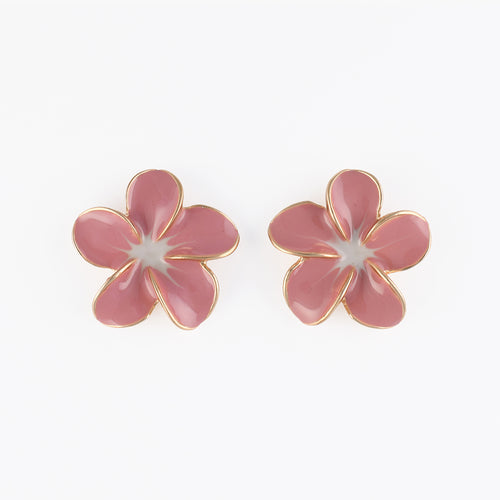 BOUCLES D'OREILLES FLEURS TROPICALES ROSES
