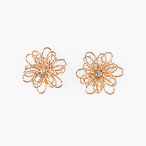BOUCLES D'OREILLES FLEURS DORÉES EN 3D