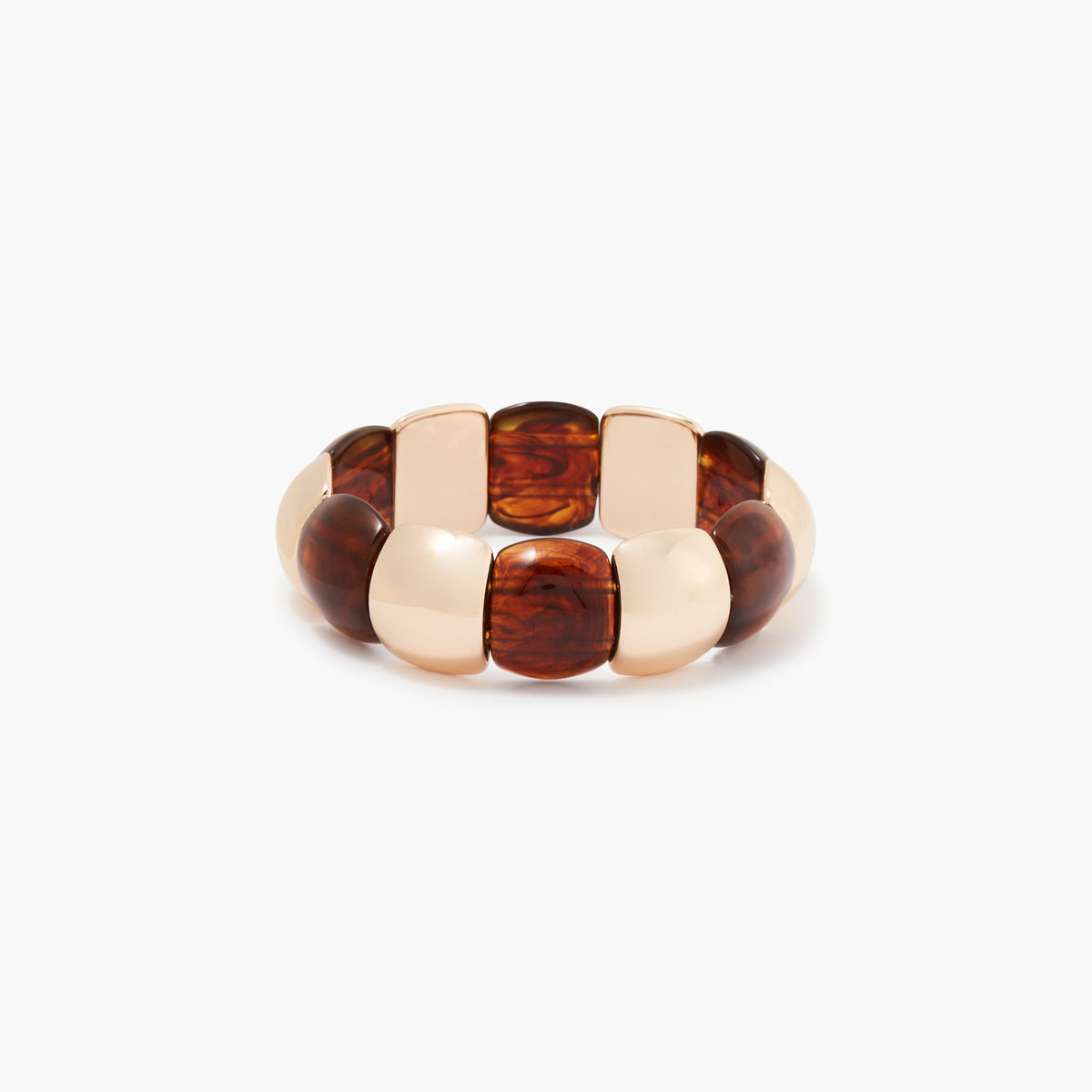 Bracelet élastique écaille marron et doré