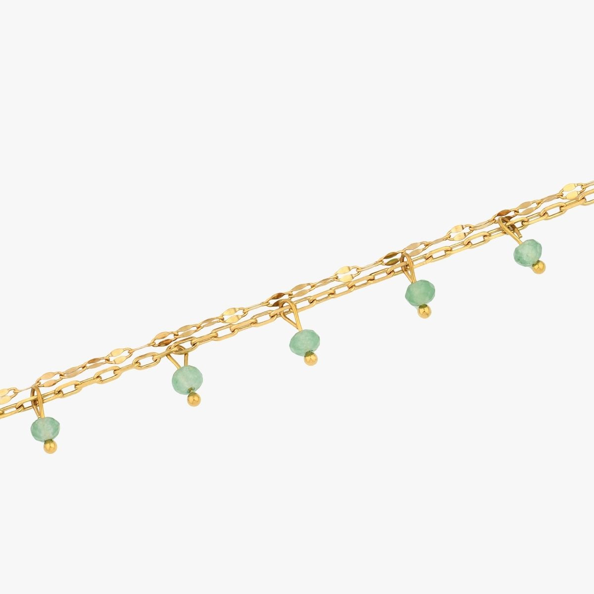 Bracelet chaîne acier inoxydable avec pierre d'Aventurine