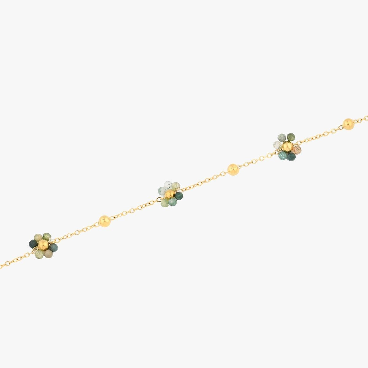 Bracelet chaine acier inoxydable et fleurs en pierre