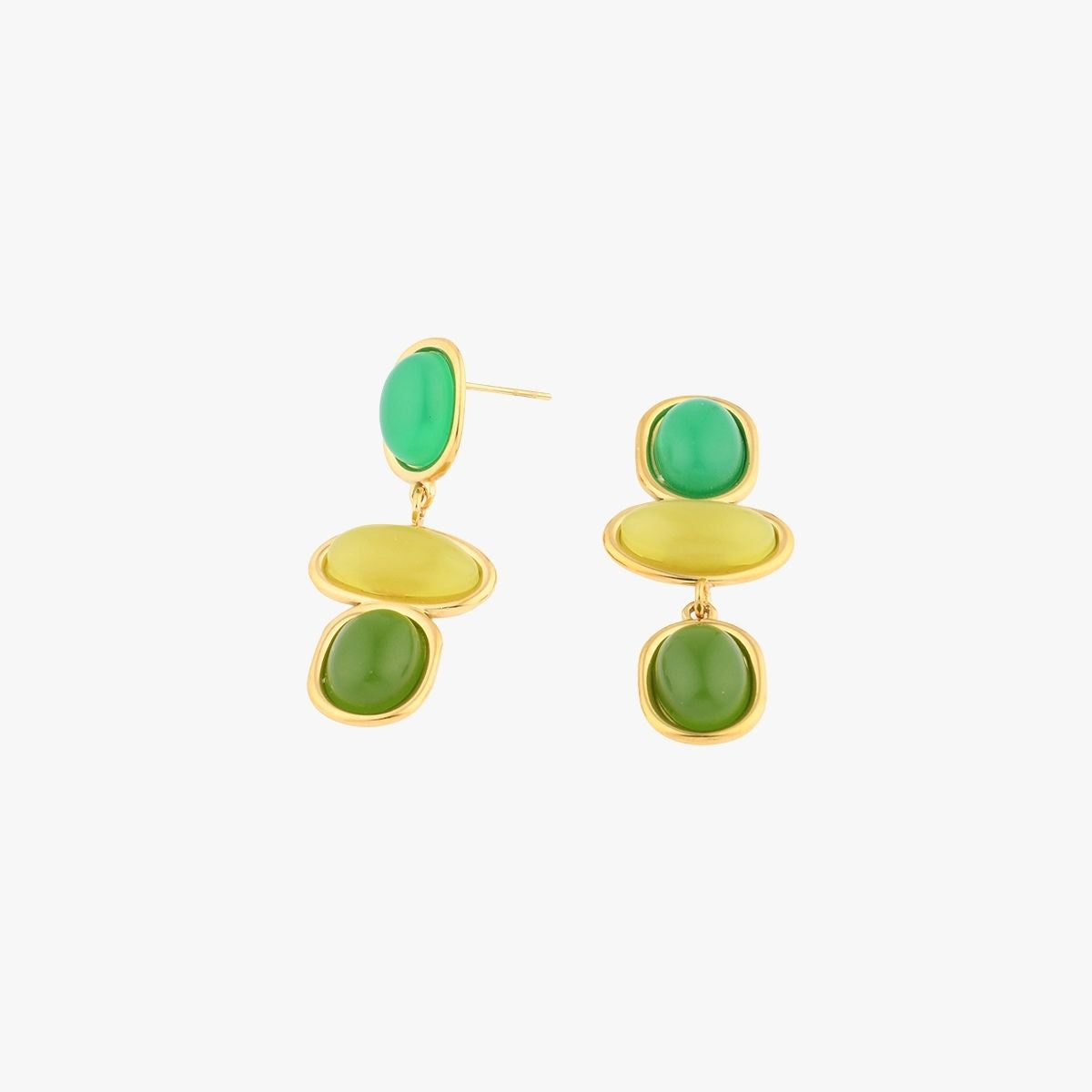 Boucles d'oreilles pendantes à cabochons verts